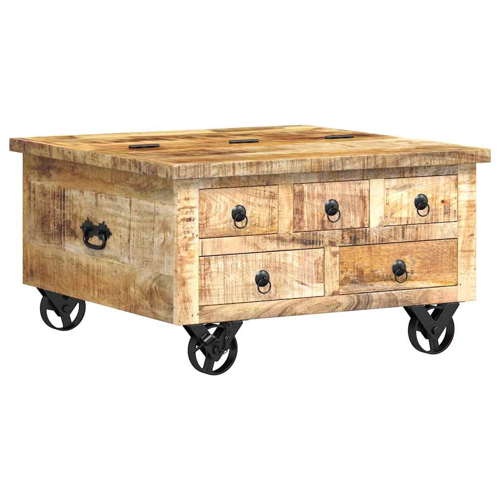 Wooden Coffee Table Rustic 70x70x40cm
