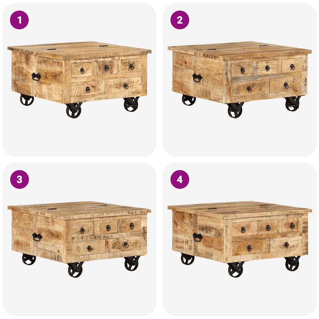 Wooden Coffee Table Rustic 70x70x40cm