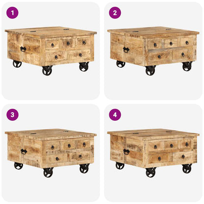 Wooden Coffee Table Rustic 70x70x40cm