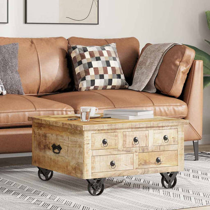 Wooden Coffee Table Rustic 70x70x40cm