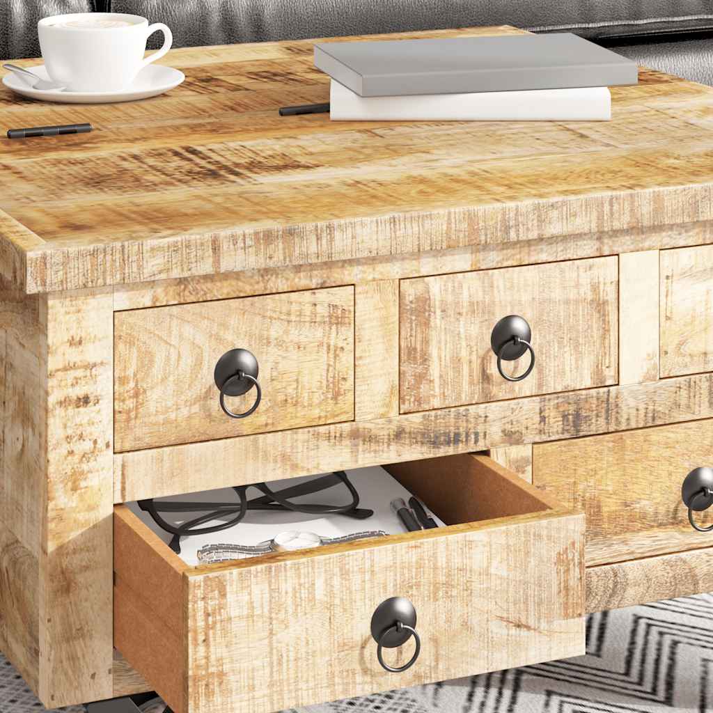 Wooden Coffee Table Rustic 70x70x40cm