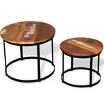 Coffee Table Set 2 Pieces Solid Reclaimed Wood Round 40/50cm Living Room