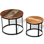 Coffee Table Set 2 Pieces Solid Reclaimed Wood Round 40/50cm Living Room