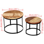 Coffee Table Set 2 Pieces Solid Reclaimed Wood Round 40/50cm Living Room