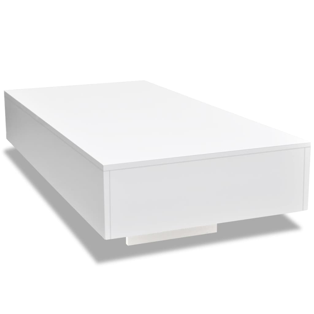 Coffee Table High Gloss White - 115×55×31cm