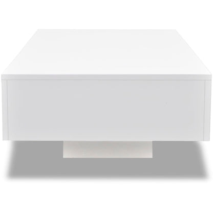 Coffee Table High Gloss White - 115×55×31cm