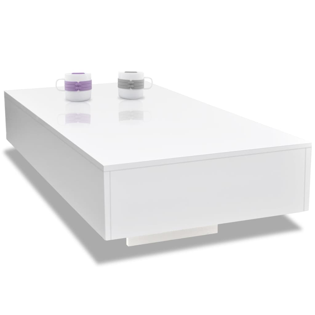 Coffee Table High Gloss White - 115×55×31cm
