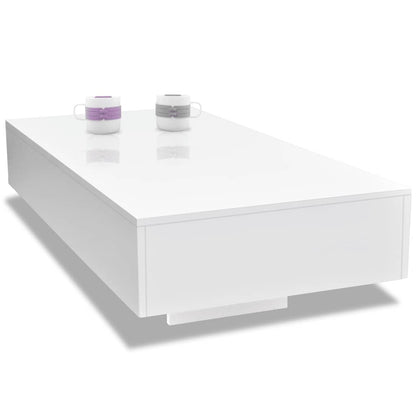 Coffee Table High Gloss White - 115×55×31cm