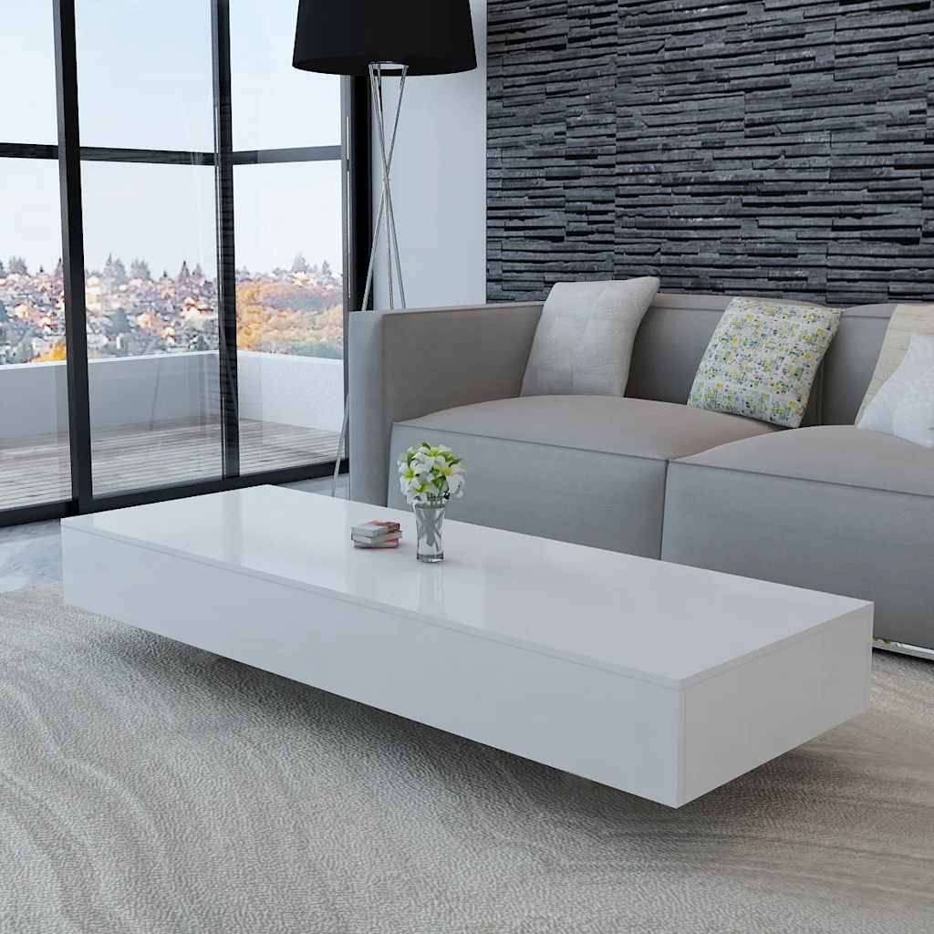Coffee Table High Gloss White - 115×55×31cm