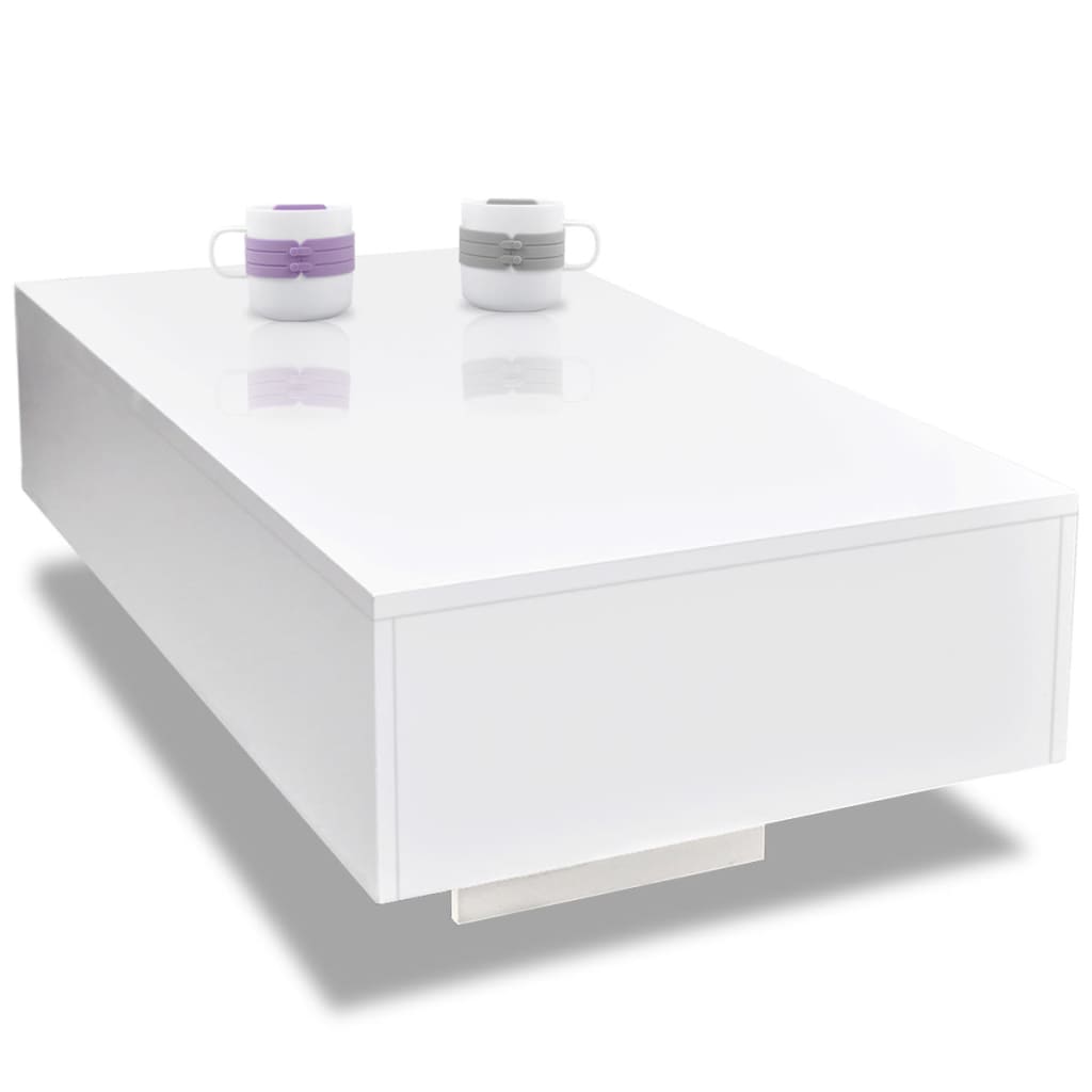 Coffee Table High Gloss White - 85×55×31cm