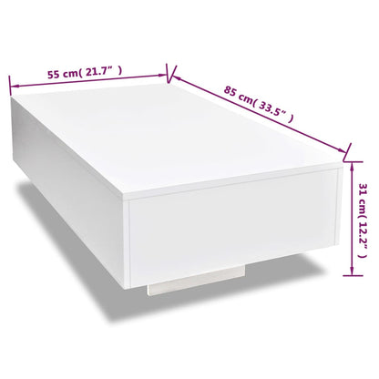 Coffee Table High Gloss White - 85×55×31cm