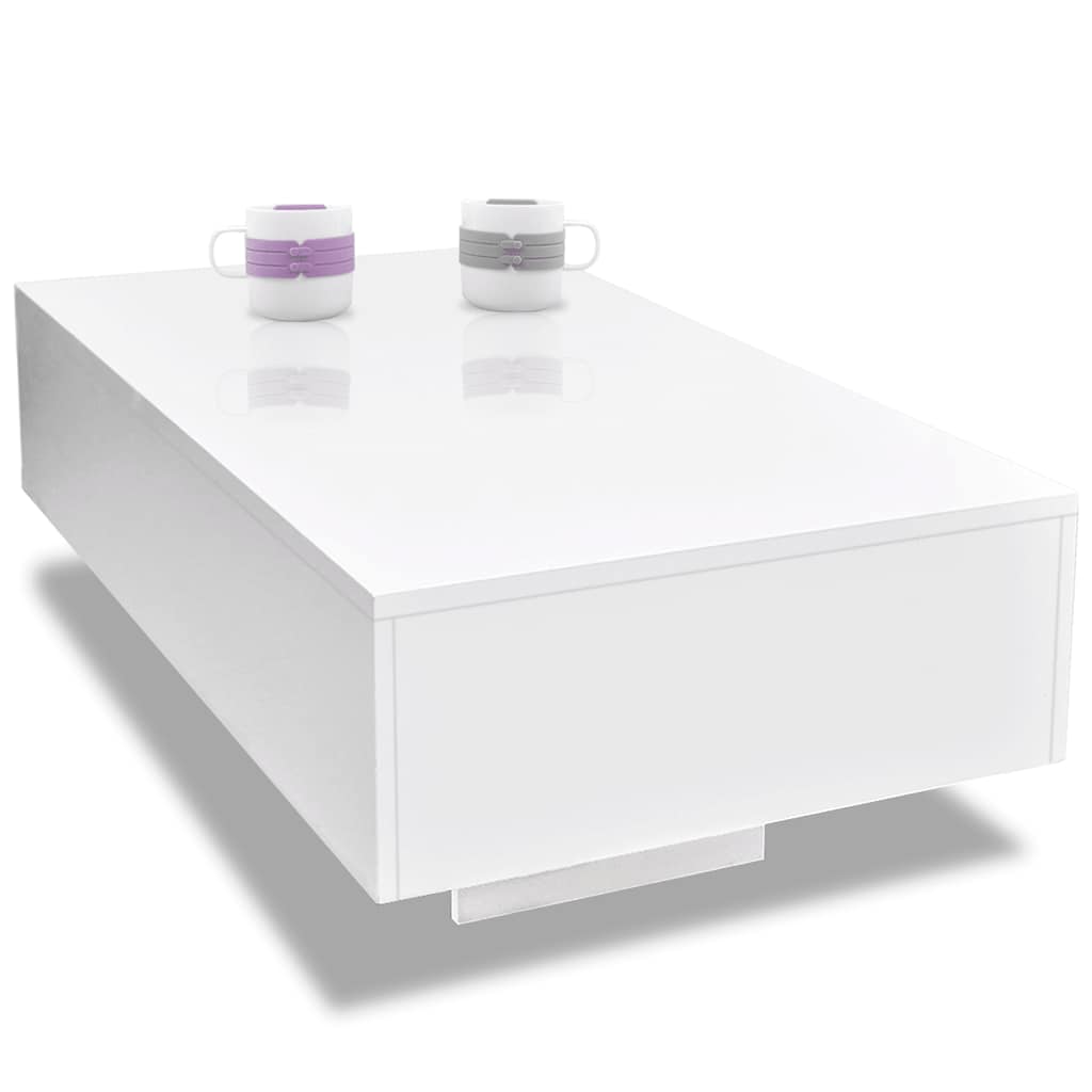 Coffee Table High Gloss White - 85×55×31cm
