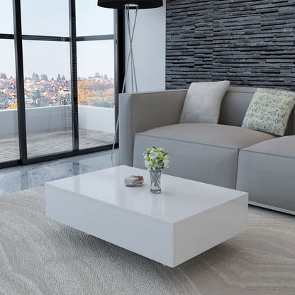 Coffee Table High Gloss White - 85×55×31cm