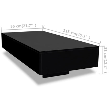 Coffee Table High Gloss Black - 115×55×31cm