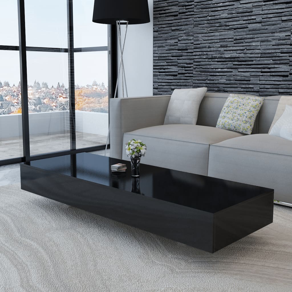 Coffee Table High Gloss Black - 115×55×31cm