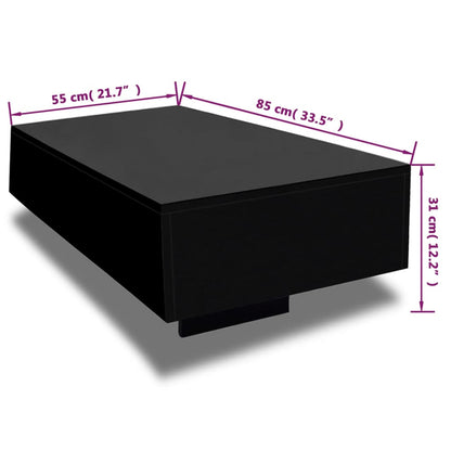 Coffee Table High Gloss Black - 85×55×31cm