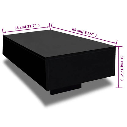 Coffee Table High Gloss Black - 85×55×31cm