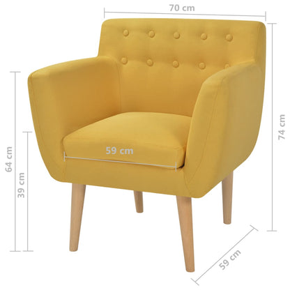 Armchair Yellow Fabric - 70×59×74cm