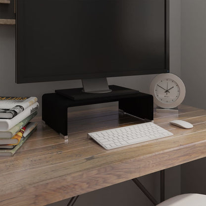 TV Stand/Monitor Riser Glass Black - 40×25×11cm