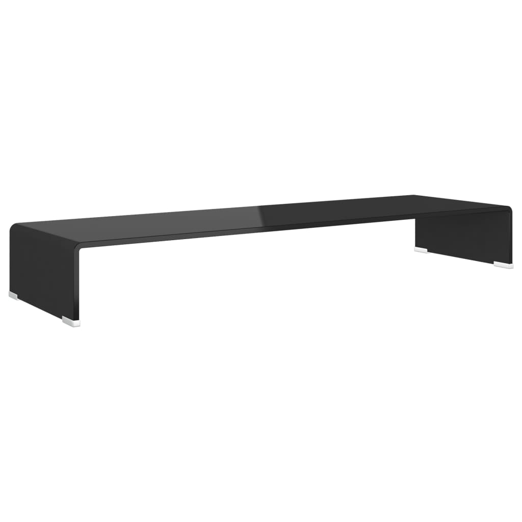 TV Stand/Monitor Riser Glass Black - 100×30×13cm