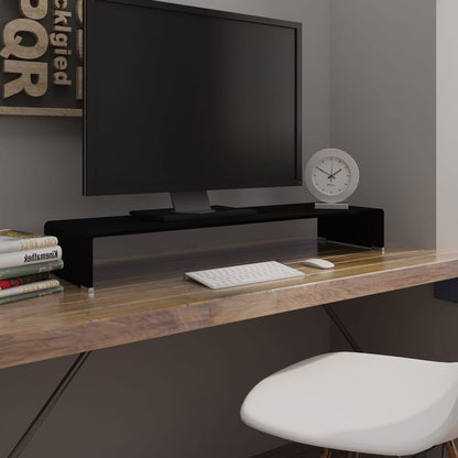 TV Stand/Monitor Riser Glass Black - 100×30×13cm