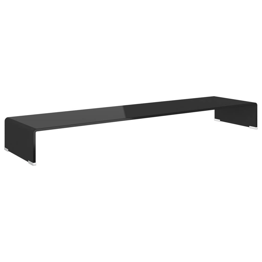 TV Stand/Monitor Riser Glass Black - 120×30×13cm