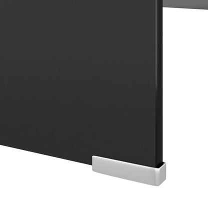 TV Stand/Monitor Riser Glass Black - 120×30×13cm