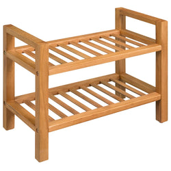 Shoe Rack with 2 Shelves Solid Oak Wood