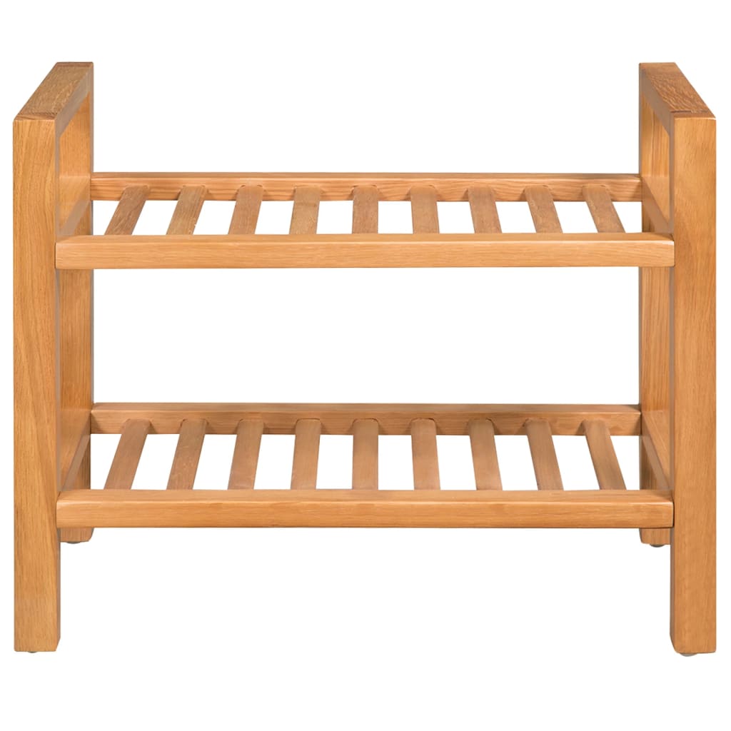 Shoe Rack with 2 Shelves Solid Oak Wood