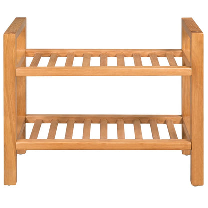 Shoe Rack with 2 Shelves Solid Oak Wood