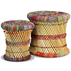 2 pcs Multicolour Bamboo stools