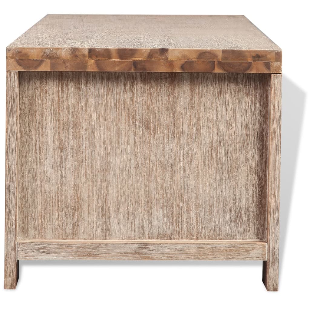 Solid Brushed Acacia Wood TV Cabinet Stand 140cm Entertainment Unit