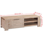 Solid Brushed Acacia Wood TV Cabinet Stand 140cm Entertainment Unit