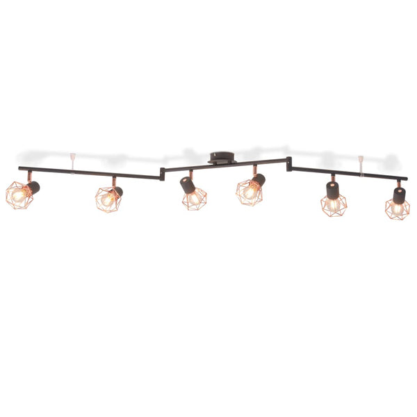 Ceiling Lamp with 6 Spotlights E14 Black and Copper