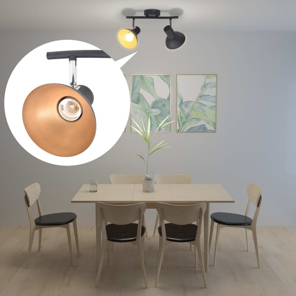 Ceiling Lamp for 2 Bulbs E27 Black and Gold