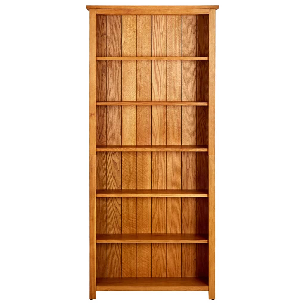 6-Tier Bookcase Solid Oak Wood - 80×22.5×180cm