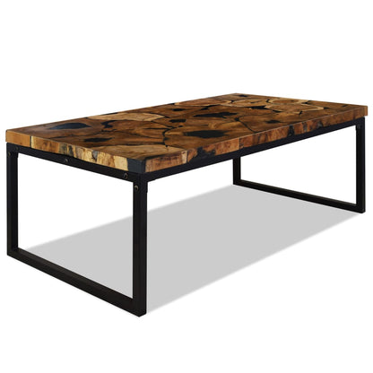Coffee Table Teak Resin Black and Brown - 110×60×40cm