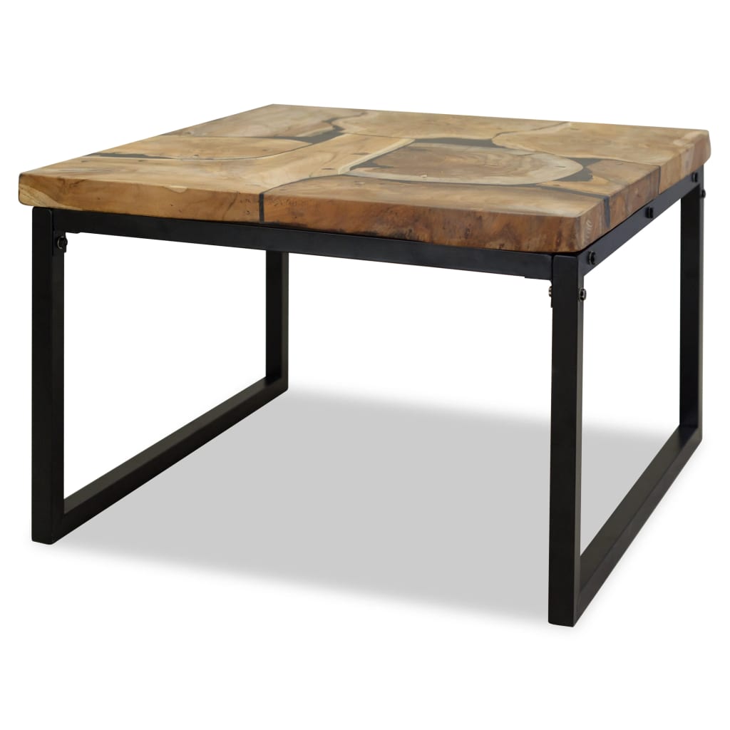 Coffee Table Teak Resin Black and Brown - 60×60×40cm