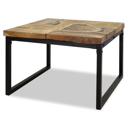Coffee Table Teak Resin Black and Brown - 60×60×40cm