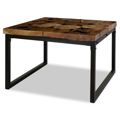 Coffee Table Teak Resin Black and Brown - 60×60×40cm