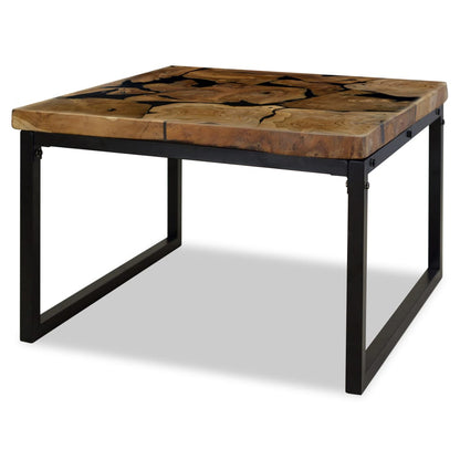 Coffee Table Teak Resin Black and Brown - 60×60×40cm