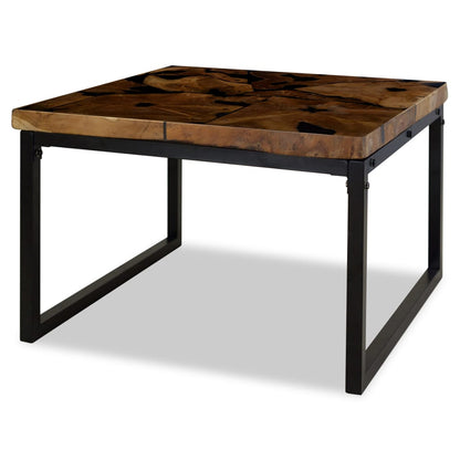 Coffee Table Teak Resin Black and Brown - 60×60×40cm
