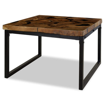 Coffee Table Teak Resin Black and Brown - 60×60×40cm