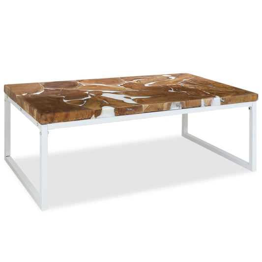 Coffee Table Teak Resin White and Brown