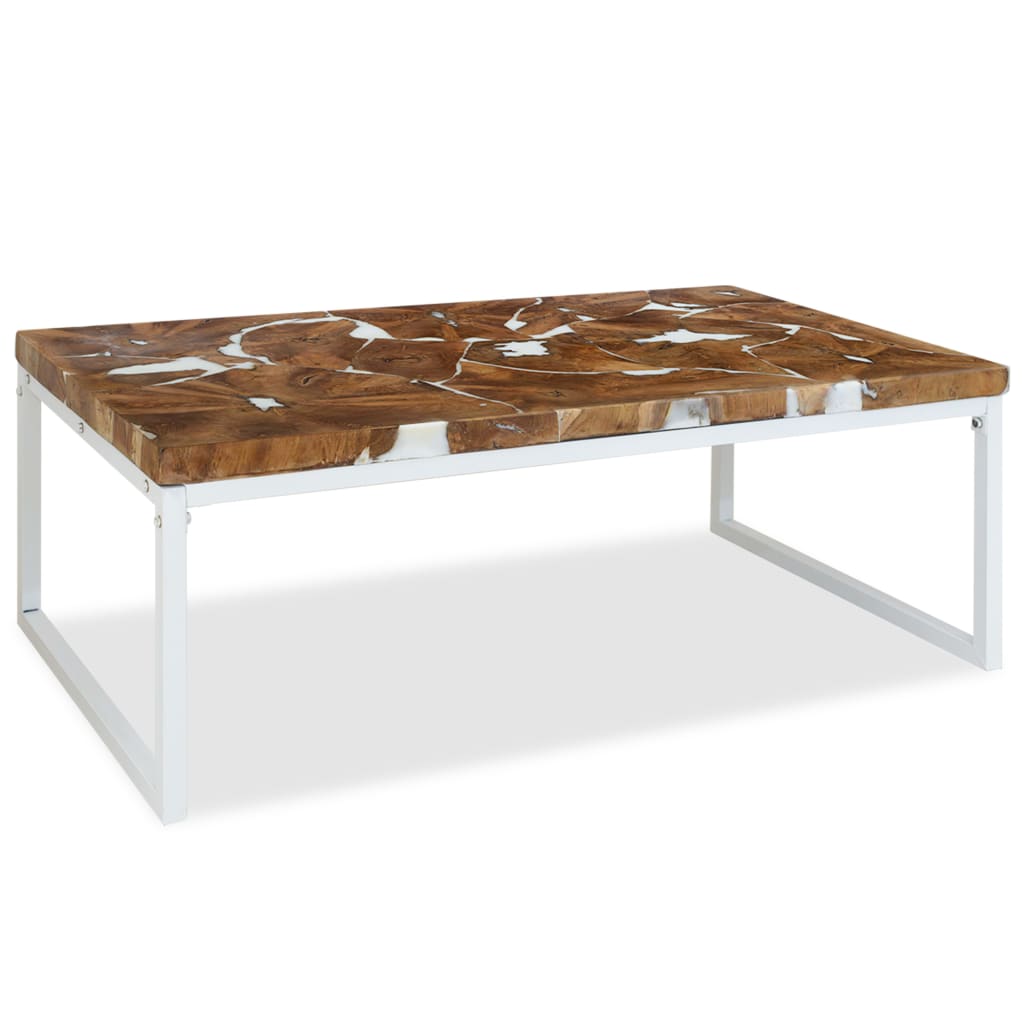 Coffee Table Teak Resin White and Brown
