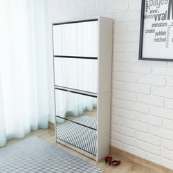 Shoe Cabinet 4-Layer Mirror White