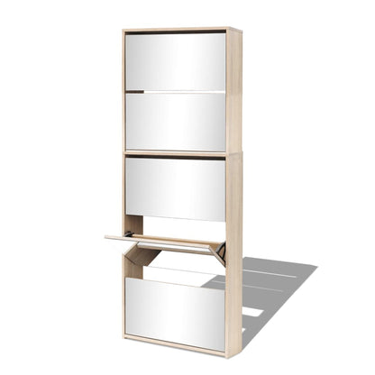 Shoe Cabinet 5-Layer Mirror Oak