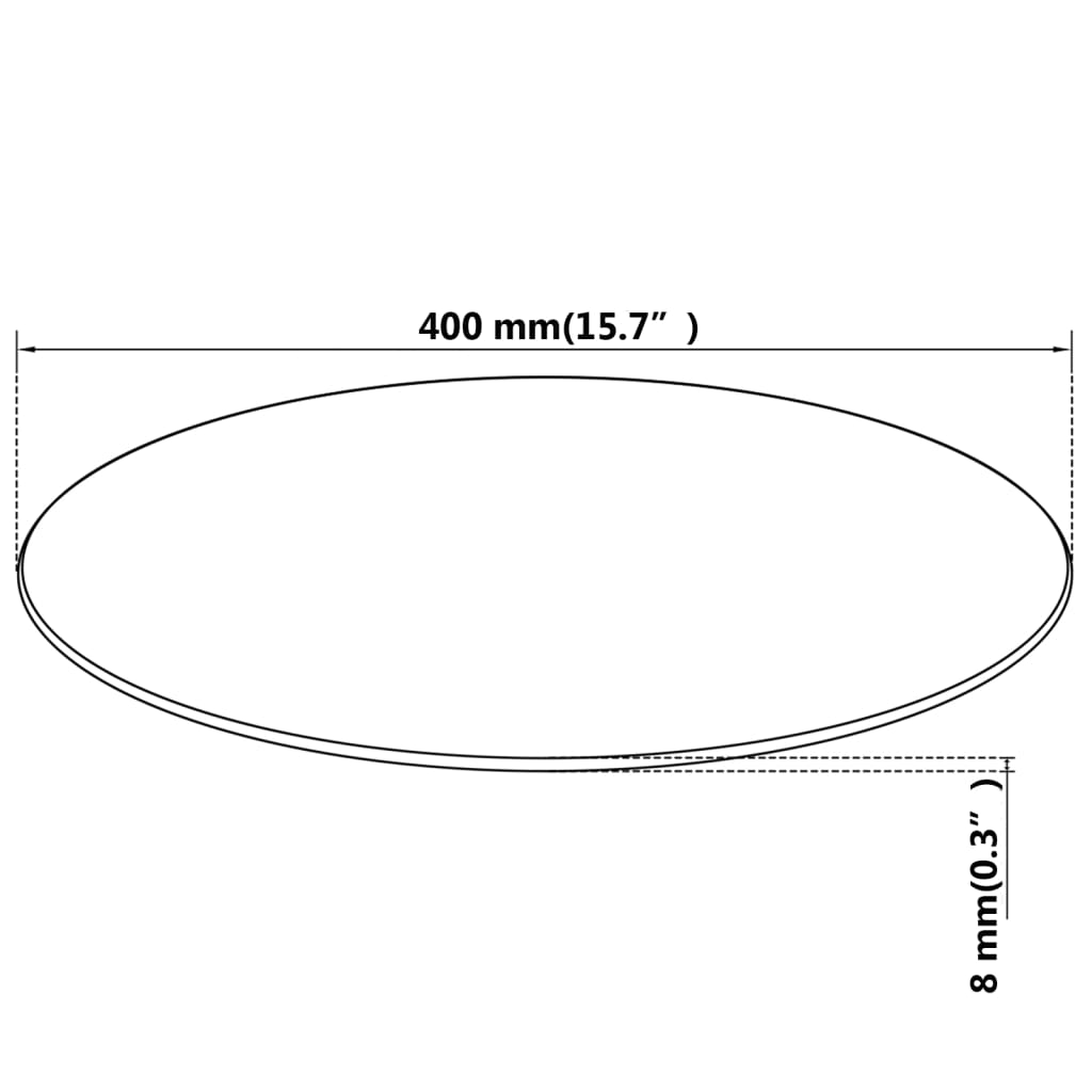 Table Top Tempered Glass Round 400 mm - Black