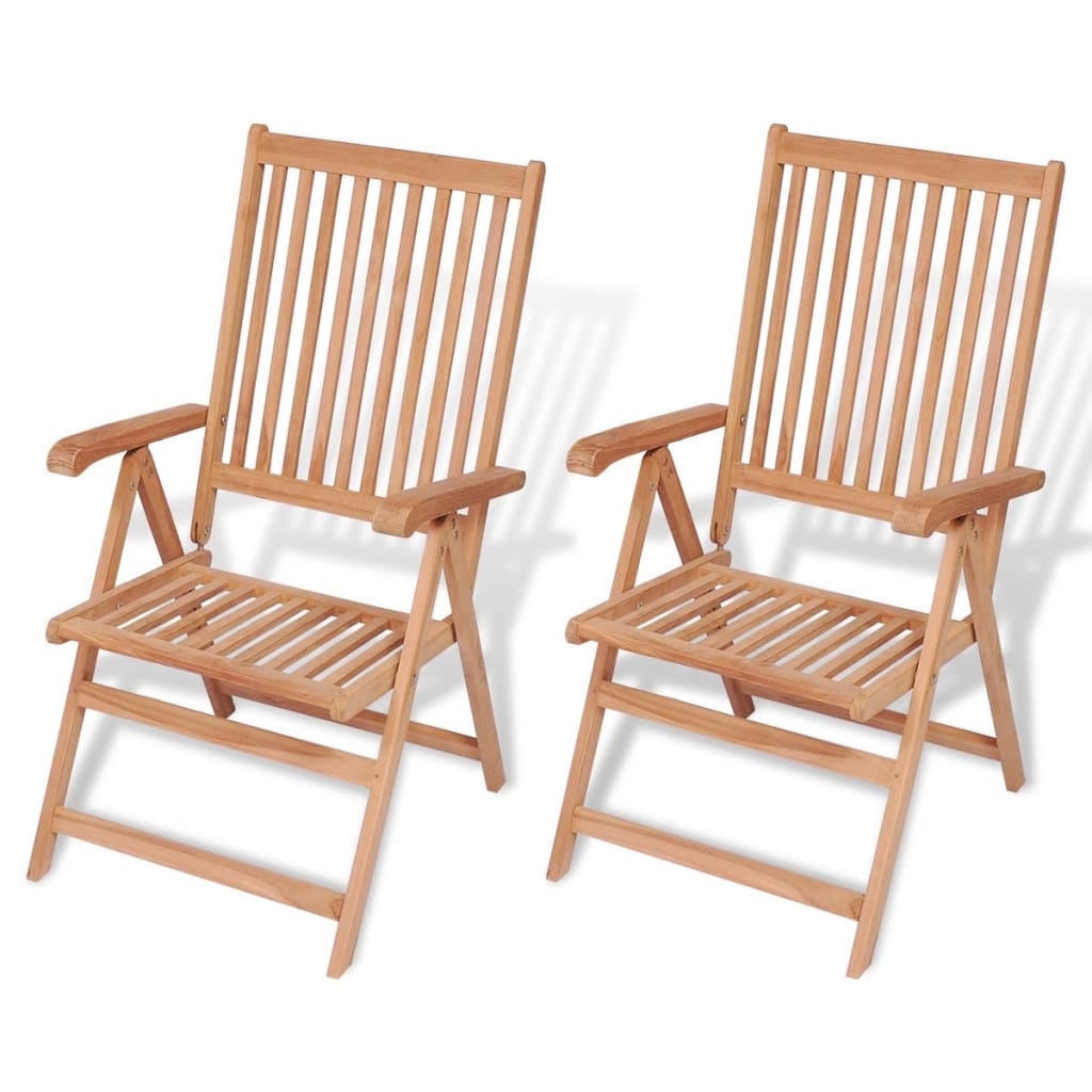 Reclining Garden Chairs 2 pcs Solid Teak Wood - 57×71.5×100cm