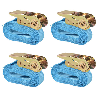 Ratchet Tie Down Straps 4 pcs 0.8 Tonnes Blue